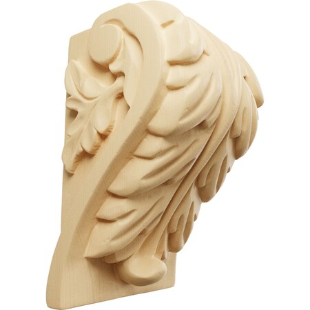 Ekena Millwork 3 1/4"W x 2 3/4"D x 5"H Medium Acanthus Leaf Block Corbel, Maple CORW03X03X05BAMA